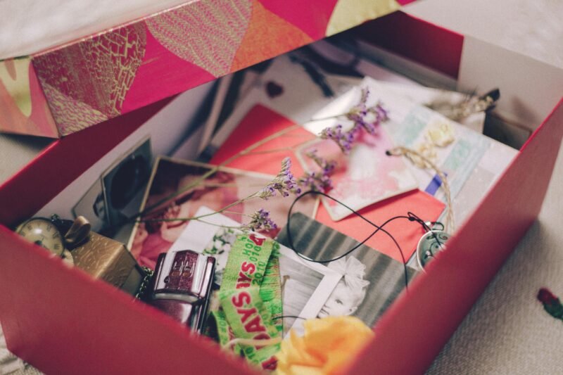 Memory box with nostalgic keepsakes